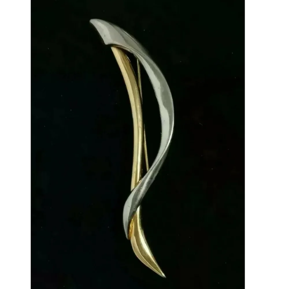Vintage Modern Abstract Brooch Pin Gold & Silver Tone 4